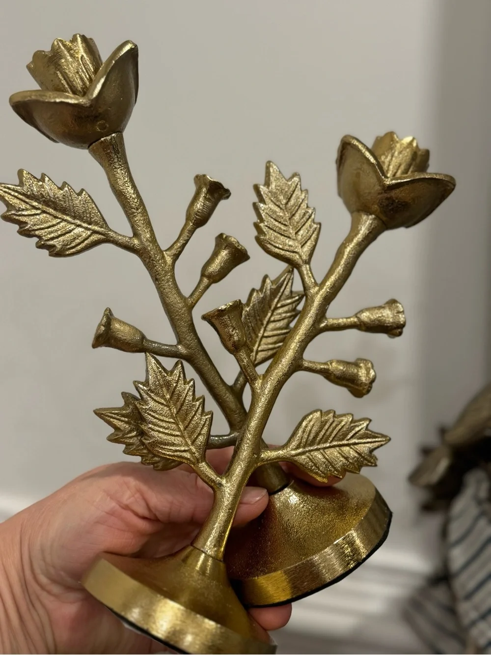 2/  Threshold Gold Metal Botanical Taper Candle Holder